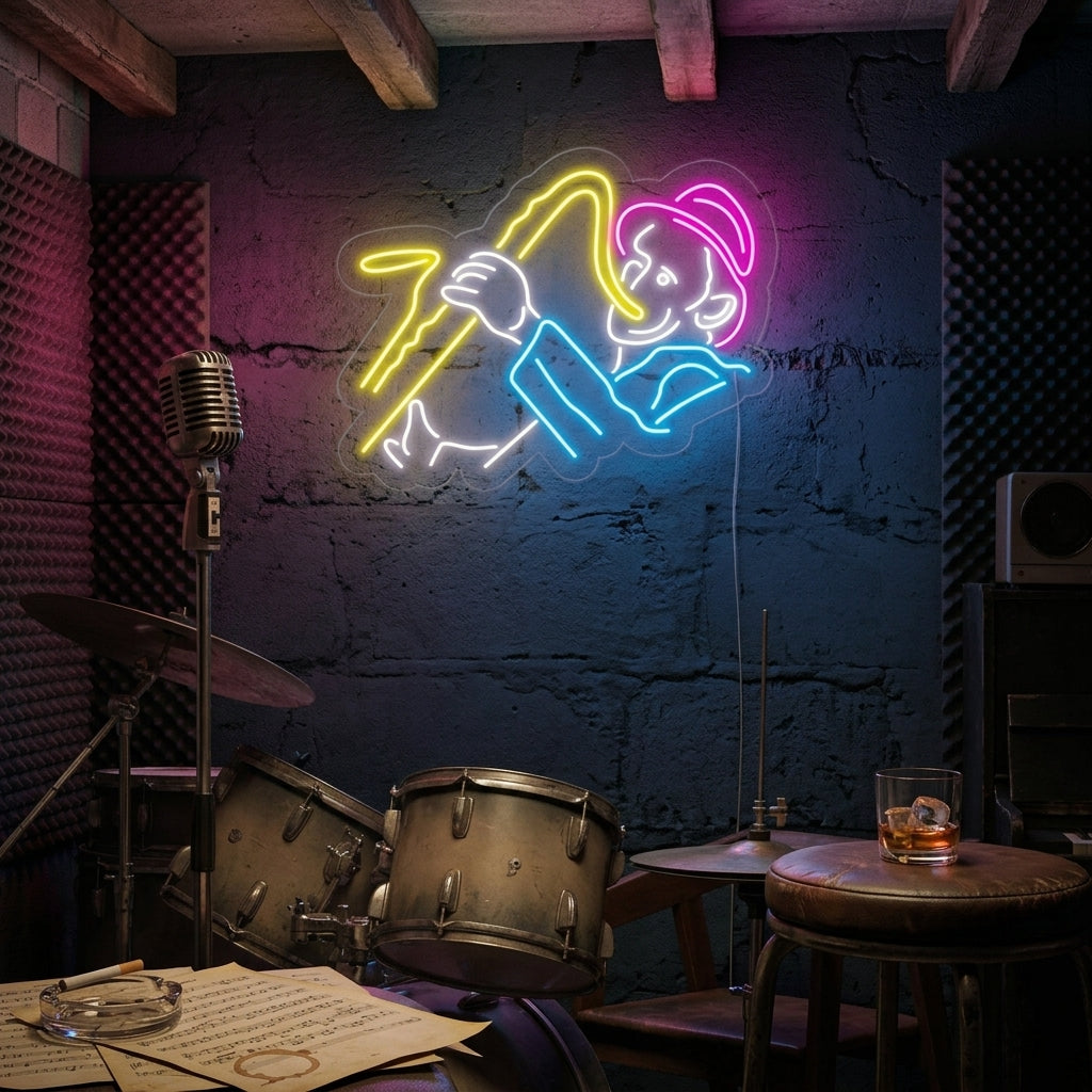 "Uomo Con Sassofono" Insegna al neon