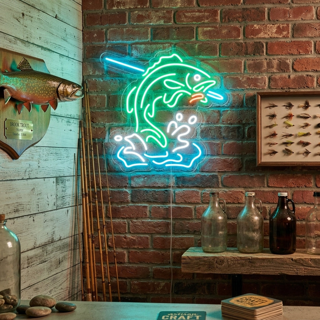 "Pesce All'Amo, Pesca" Insegna al neon