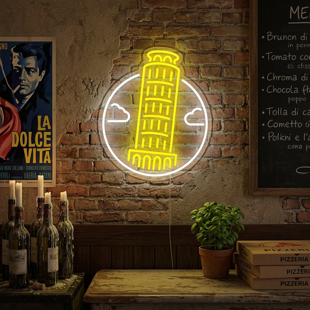 "Torre Pendente Di Pisa In Italia" Insegna al neon