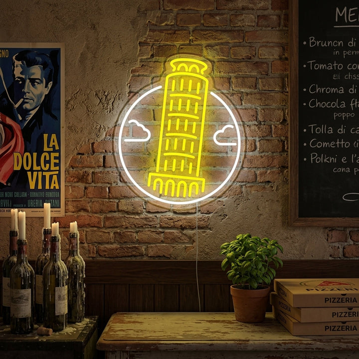 "Torre Pendente Di Pisa In Italia" Insegna al neon