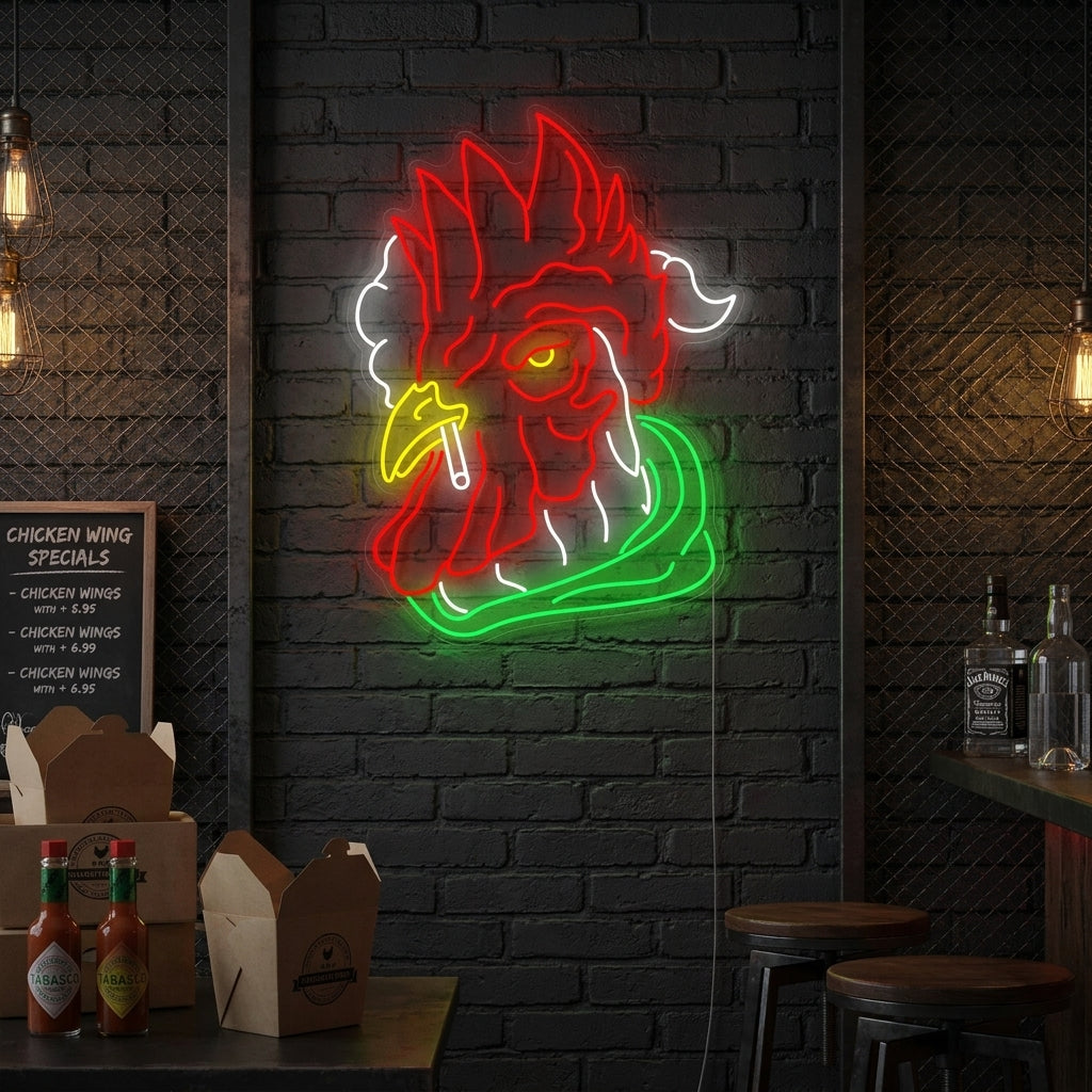"Pollo fumante" Insegna al neon
