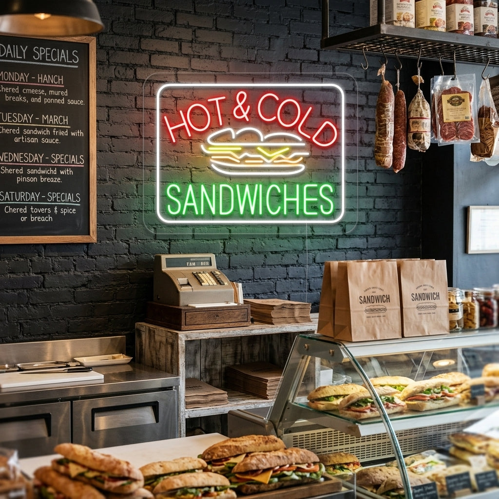"Hot Cold Sandwiches" Insegna al neon