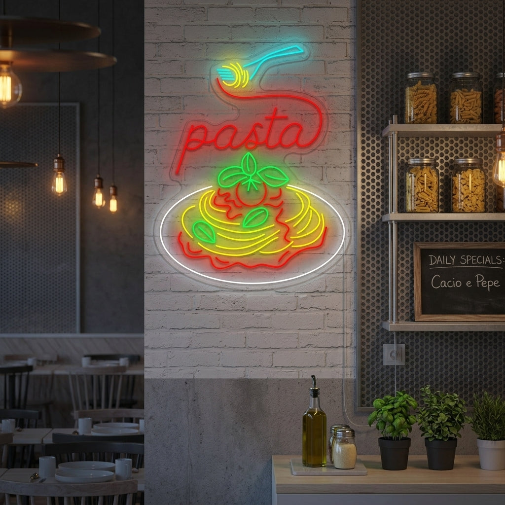 "Piatto di pasta italiana" Insegna al neon