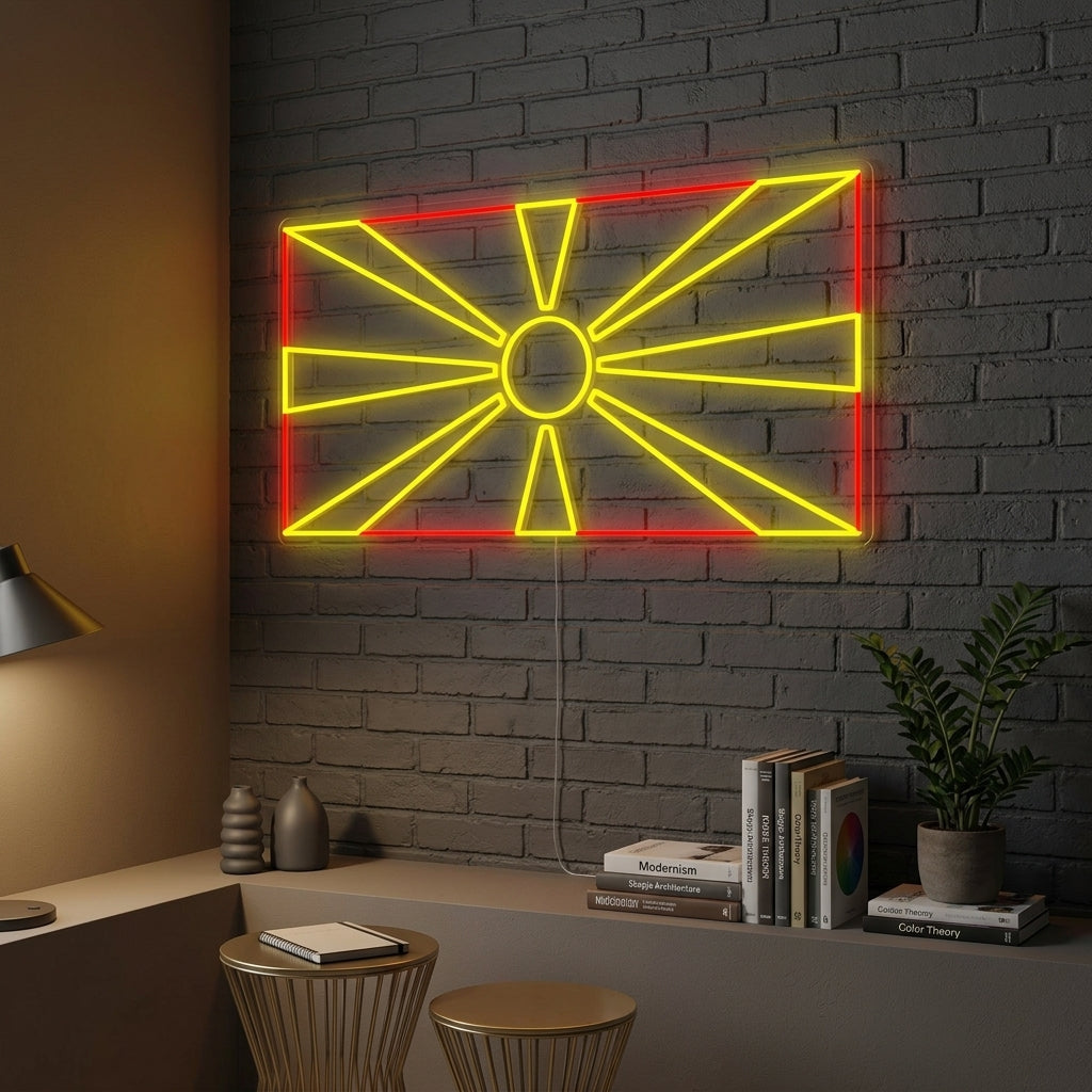 "Bandiera Del Nord Macedonia" Insegna al neon