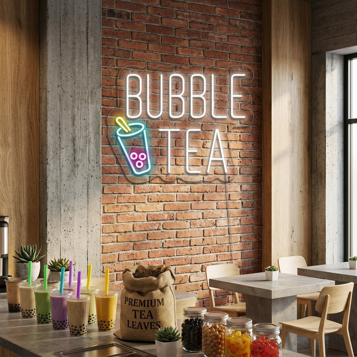 "Tazza, Bubble Tea" Insegna al neon