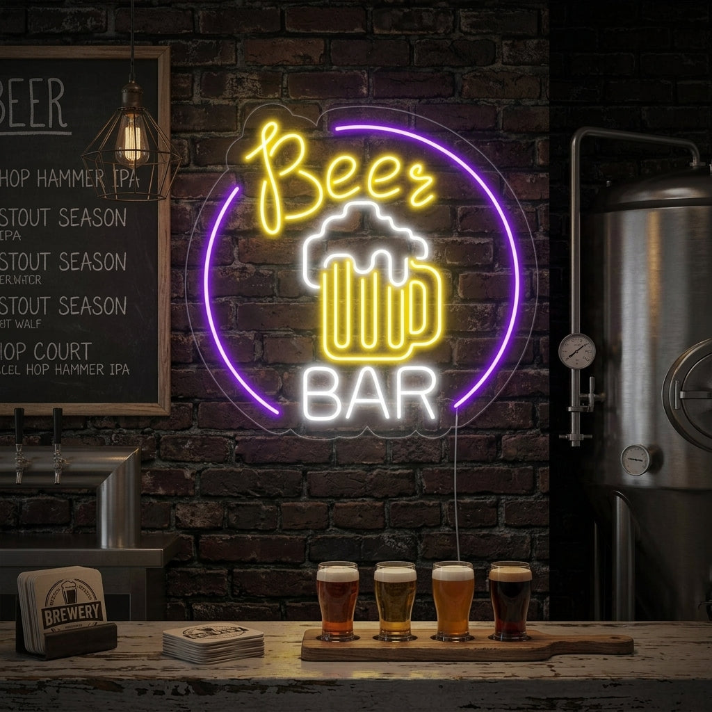 "Beer Bar, Boccale Di Birra, Bar" Insegna al neon