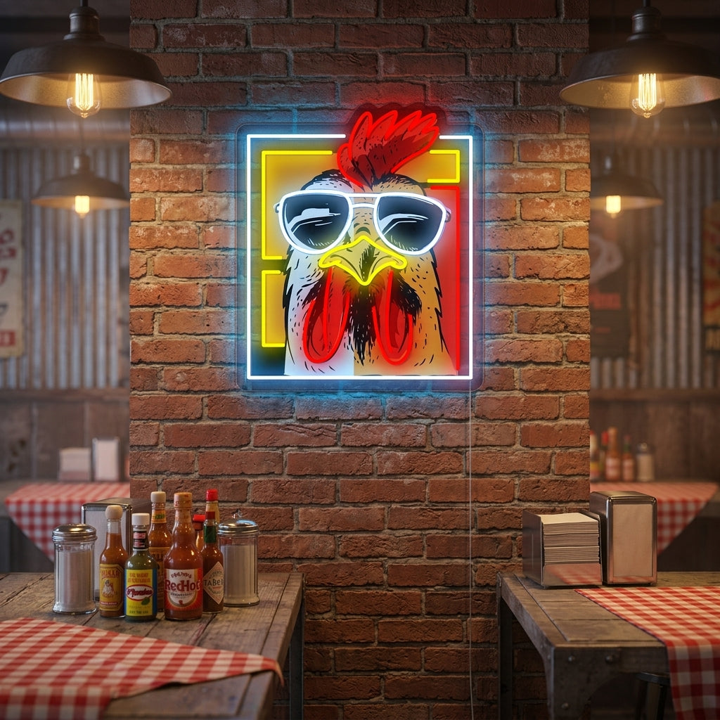"Pollo gallina gallo" Insegna al neon