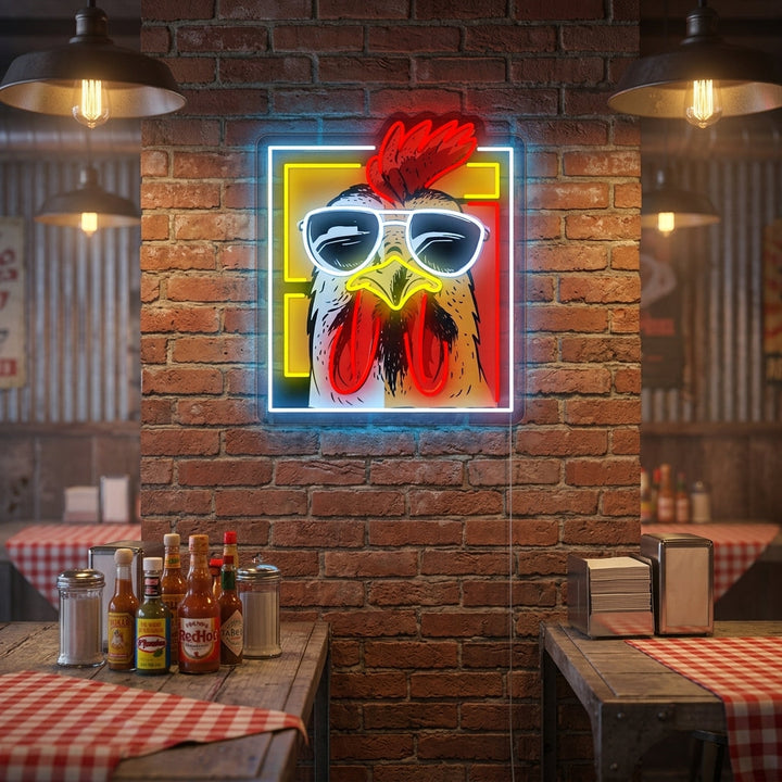 "Pollo gallina gallo" Insegna al neon
