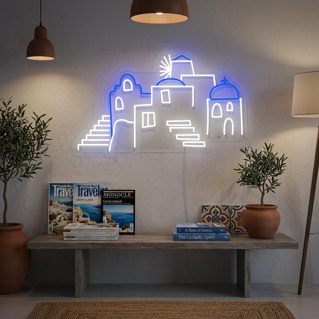 "Cupole Di Santorini In Grecia" Insegna al neon