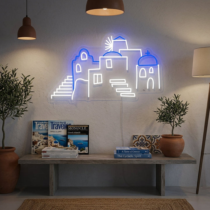 "Cupole Di Santorini In Grecia" Insegna al neon