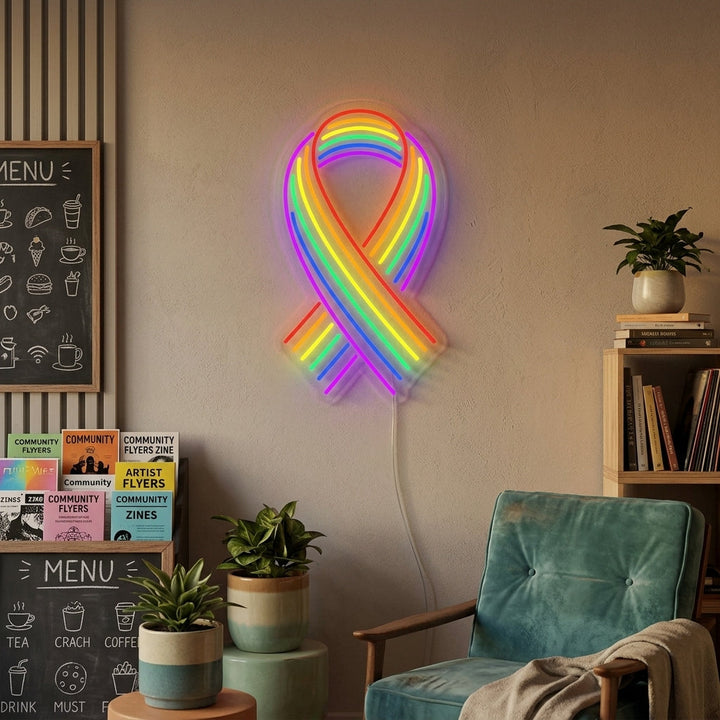 "Bandiera Arcobaleno Lgbt Pride Unica, Nastro" Insegna al neon