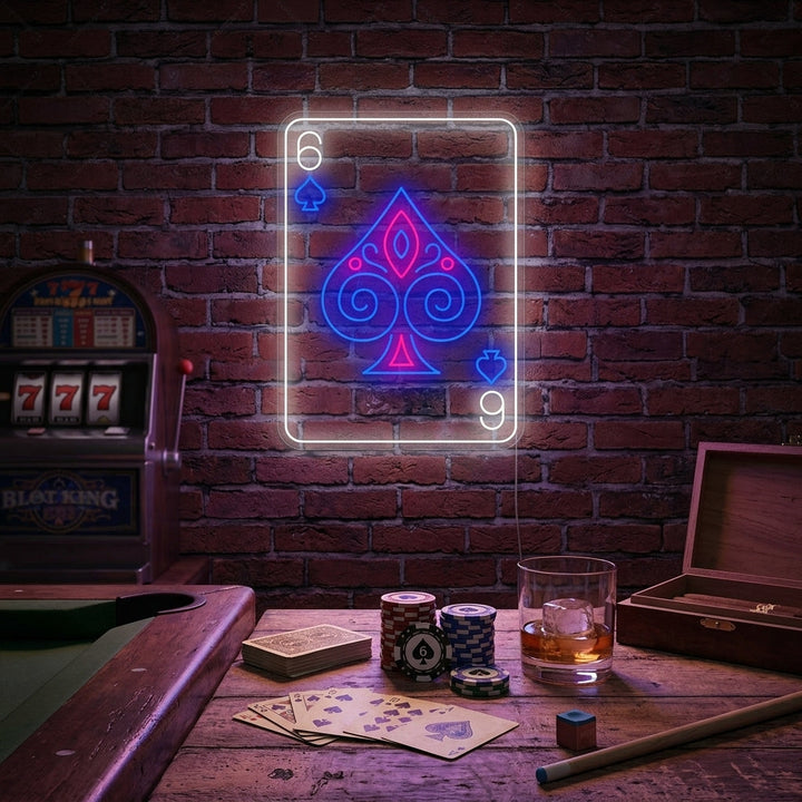 "Sei di picche carta da gioco" Insegna al neon