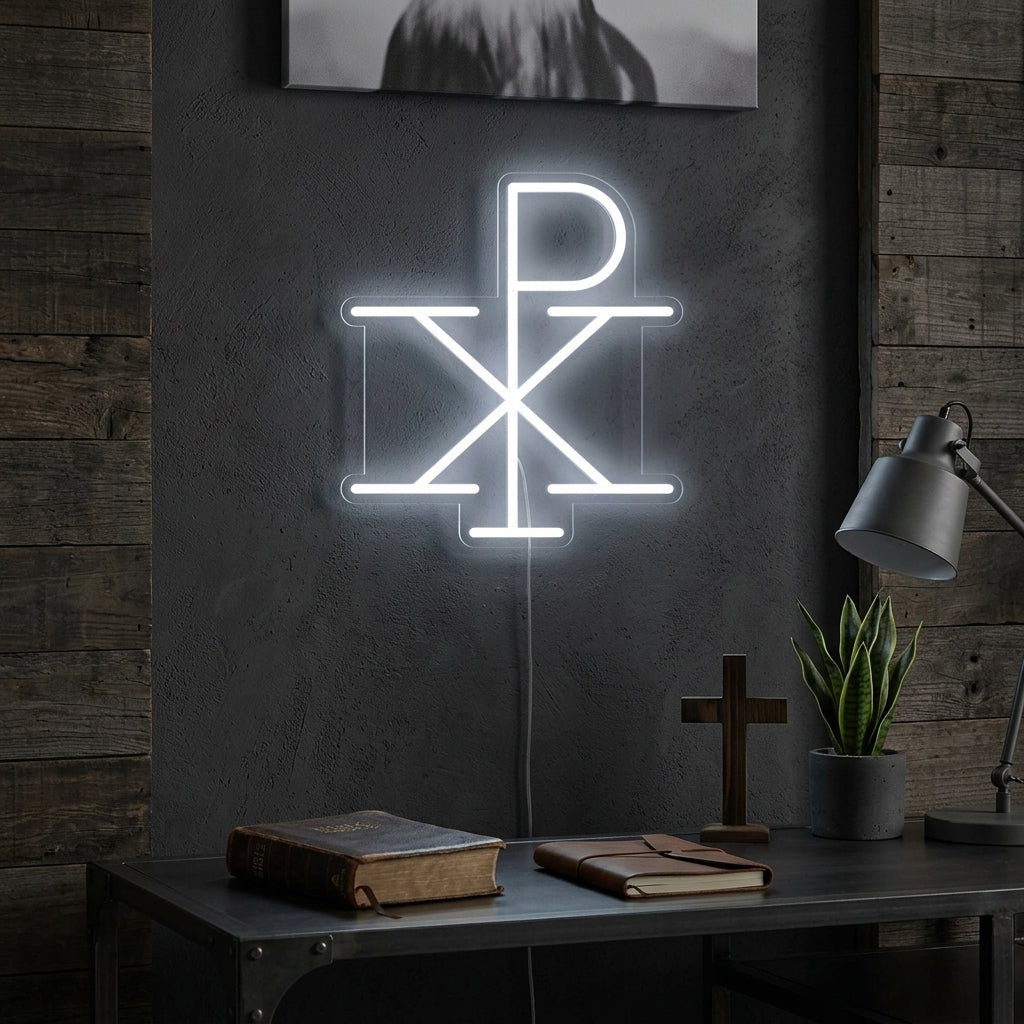 "Gesù Monogramma Di Cristo Chi Rho" Insegna al neon