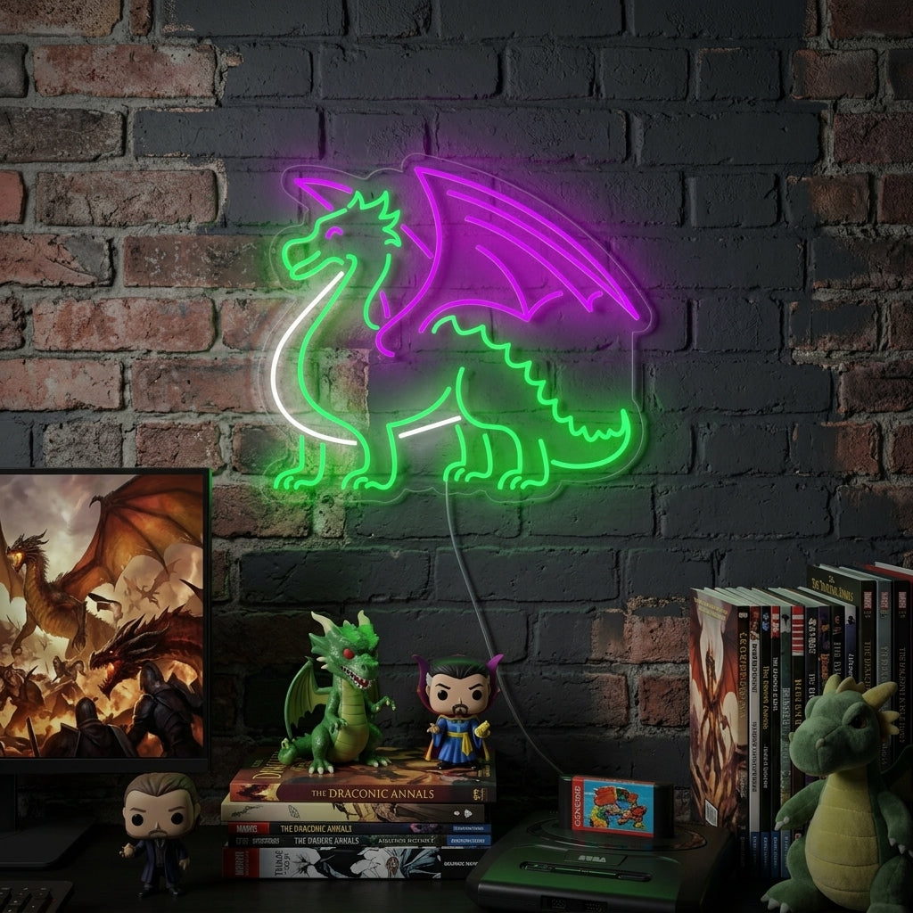 "Drago Con Ali" Insegna al neon