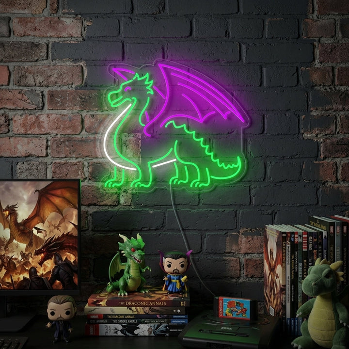 "Drago Con Ali" Insegna al neon