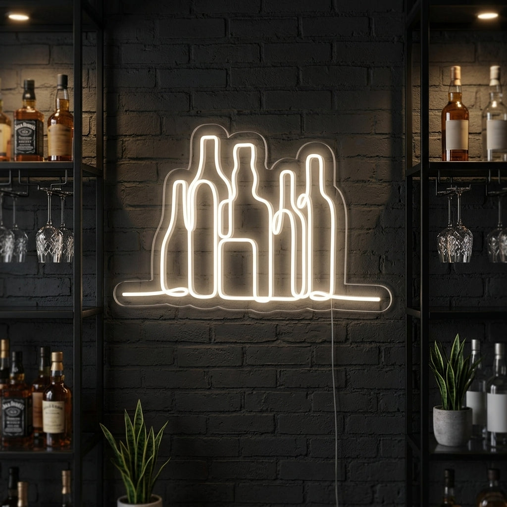 "Gruppo Di Bottiglie, Bar" Insegna al neon