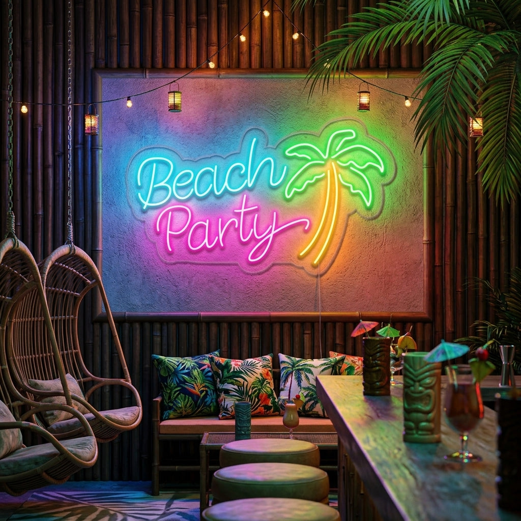 "Beach Party, Palma" Insegna al neon