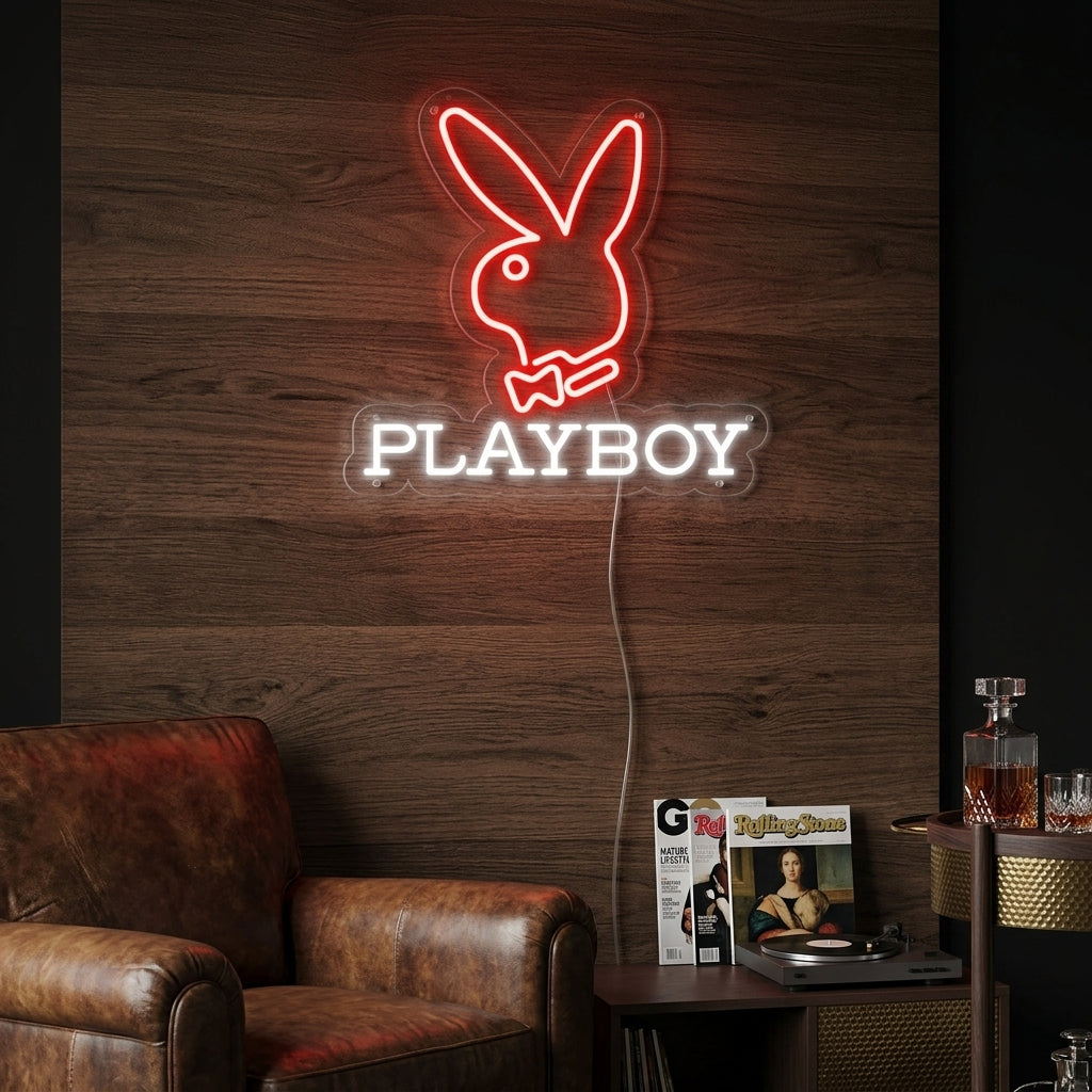 "Play Bunny, Coniglio" Insegna al neon