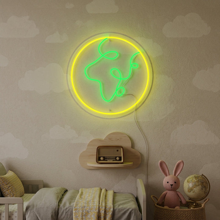 "Pianeta E Terra, Decorazione Per La Camera Dei Bambini" Insegna al neon