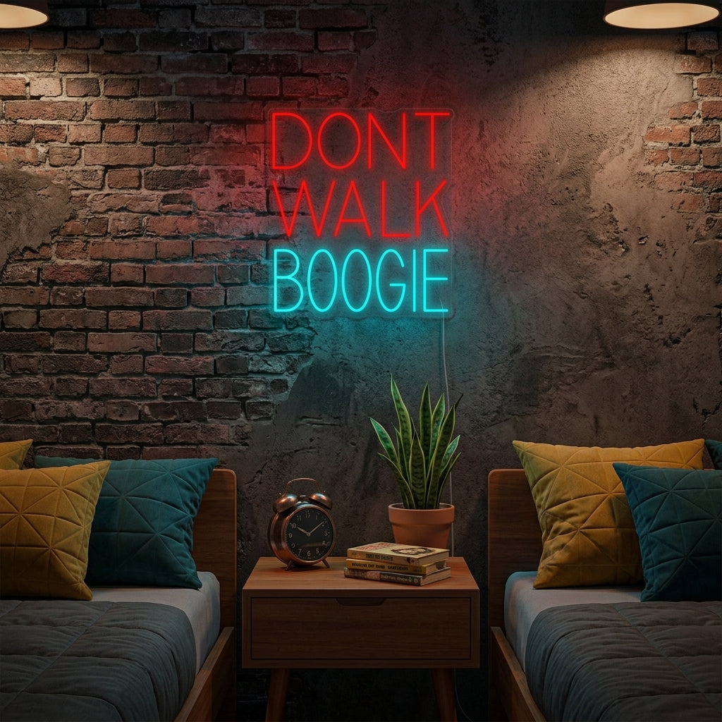 "Dont Walk Boogie Musica Su Vinile" Insegna al neon