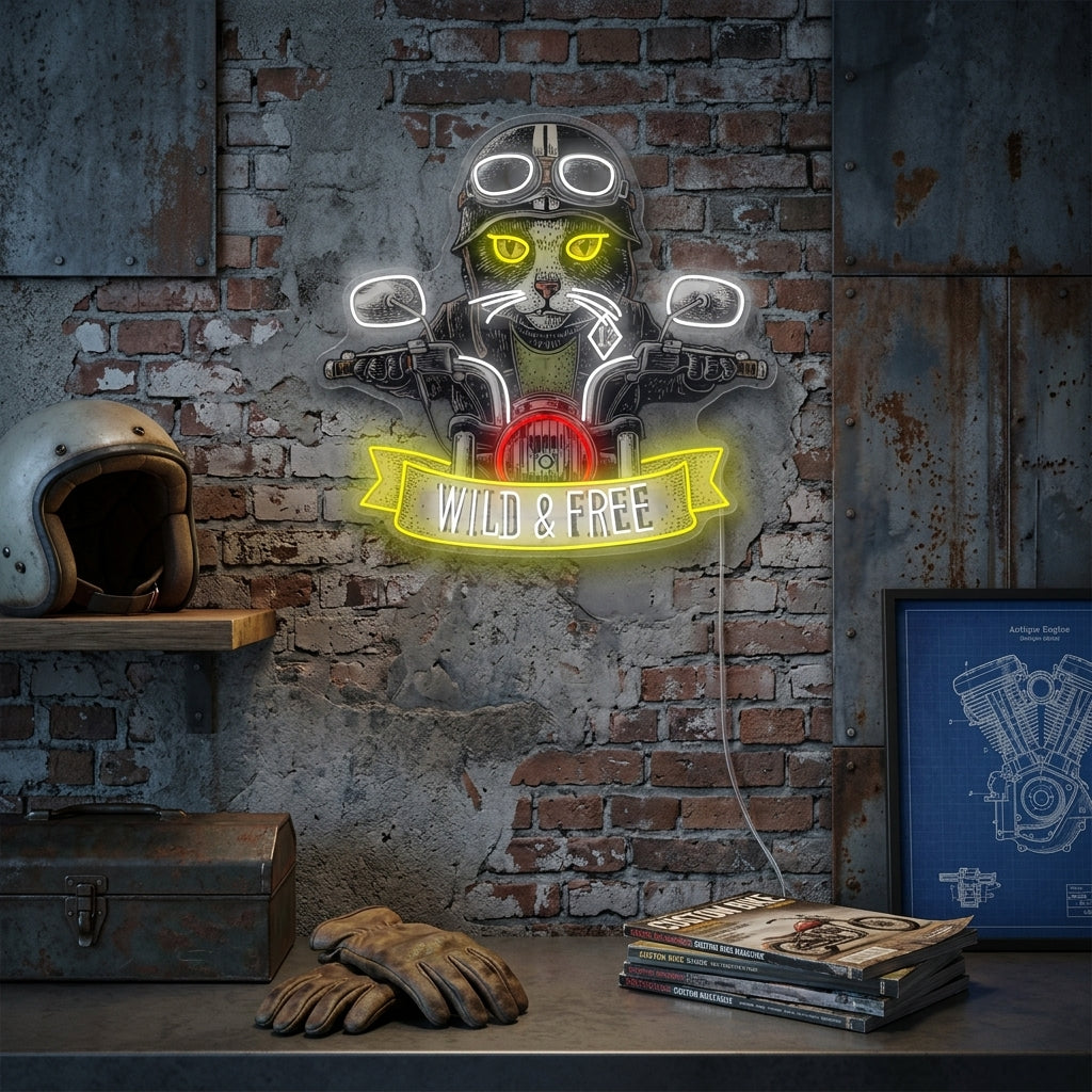 "Gatto E Moto" Insegna al neon