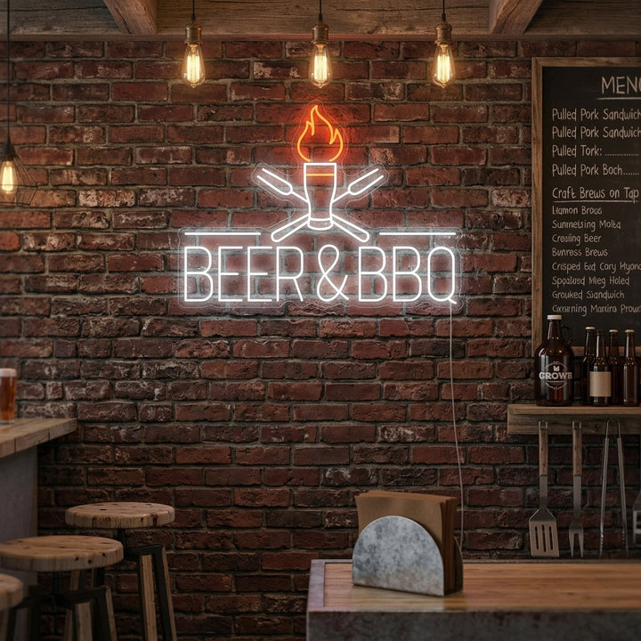 "Beer And BBQ" Insegna al neon
