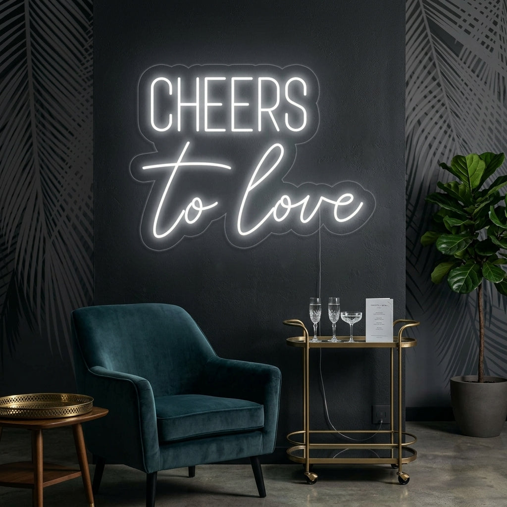 "Cheers To Love" Insegna al neon