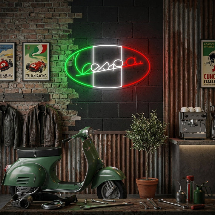 "Logo Vespa Moto Italiana" Insegna al neon