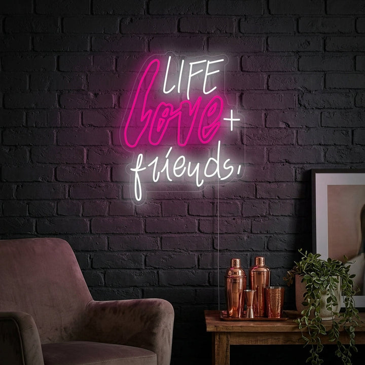 "Life Love Friends" Insegna al neon