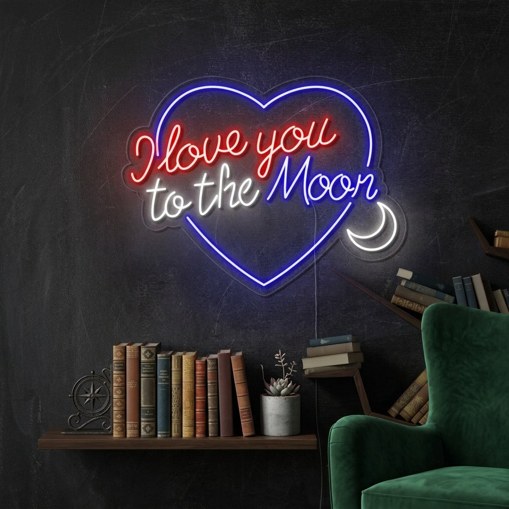 "Love You To The Moon And Back" Insegna al neon