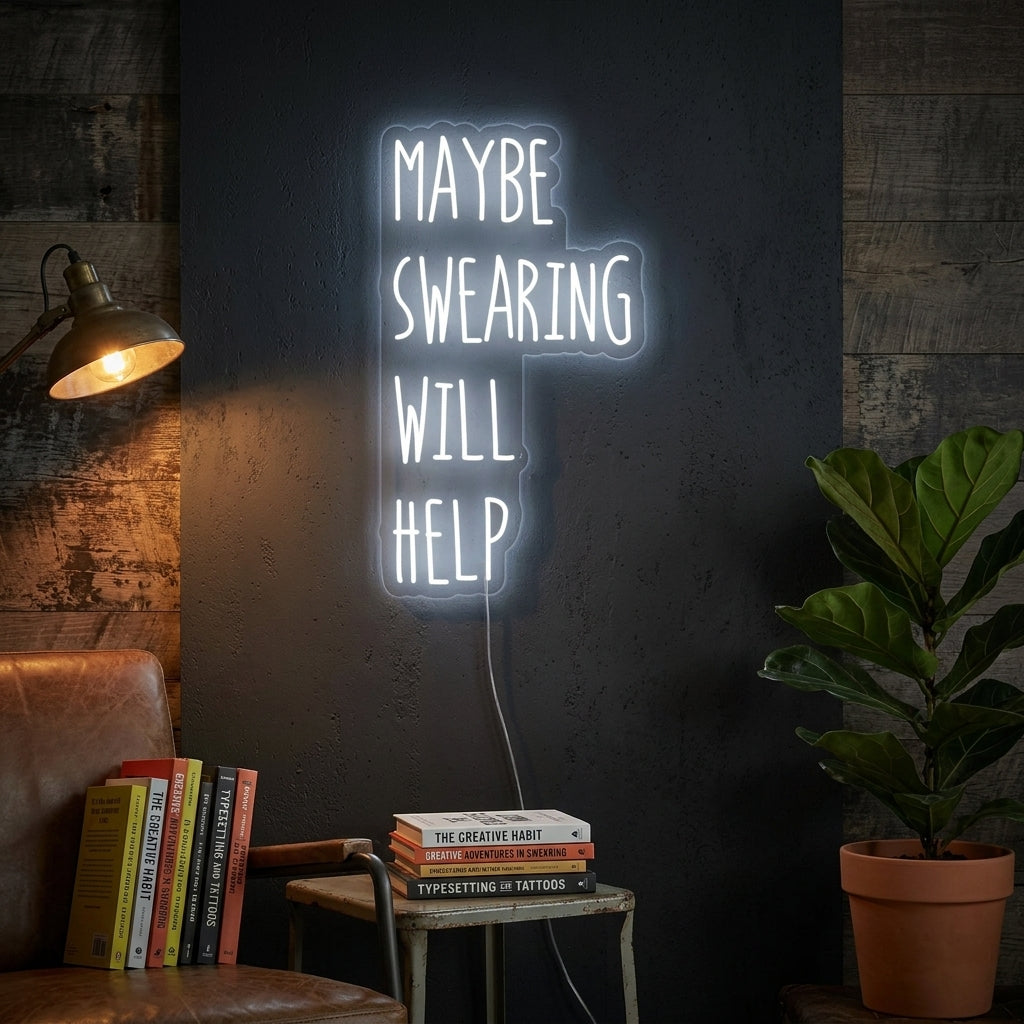 "Maybe Swearing Will Help" Insegna al neon