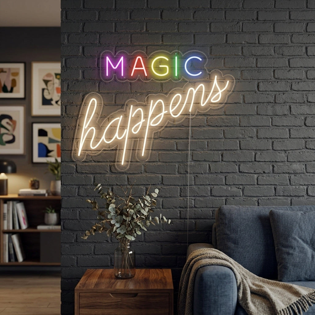 "Magic Happens" Insegna al neon