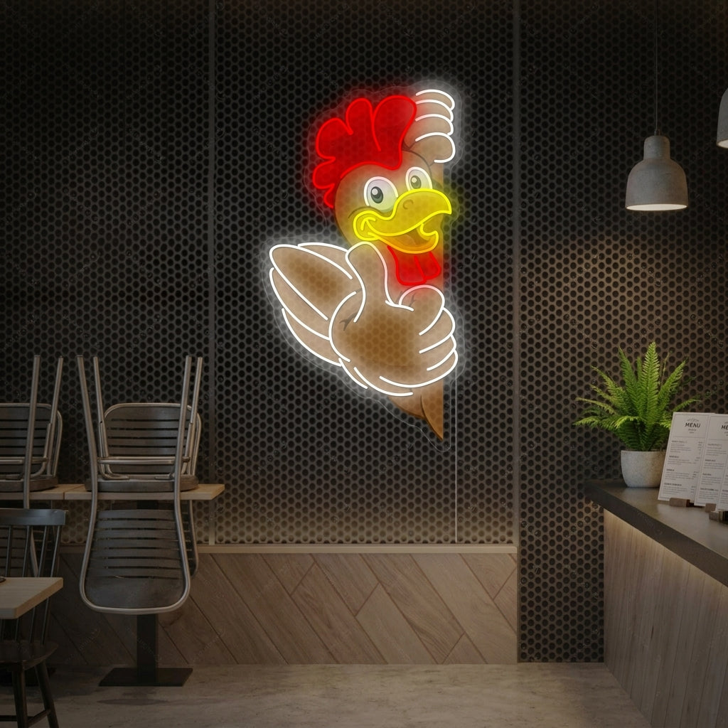 "Pollo Pollici in su" Insegna al neon