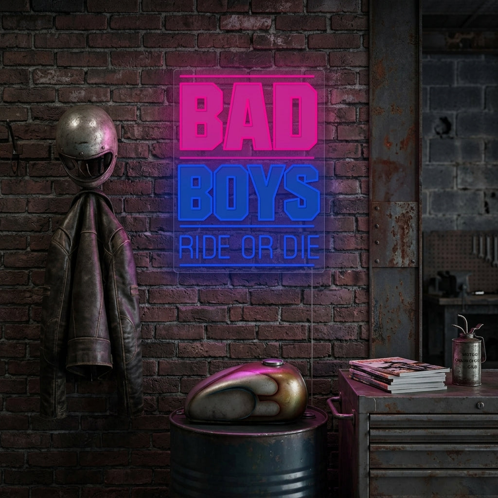 "Bad Boys Ride Or Die" Insegna al neon