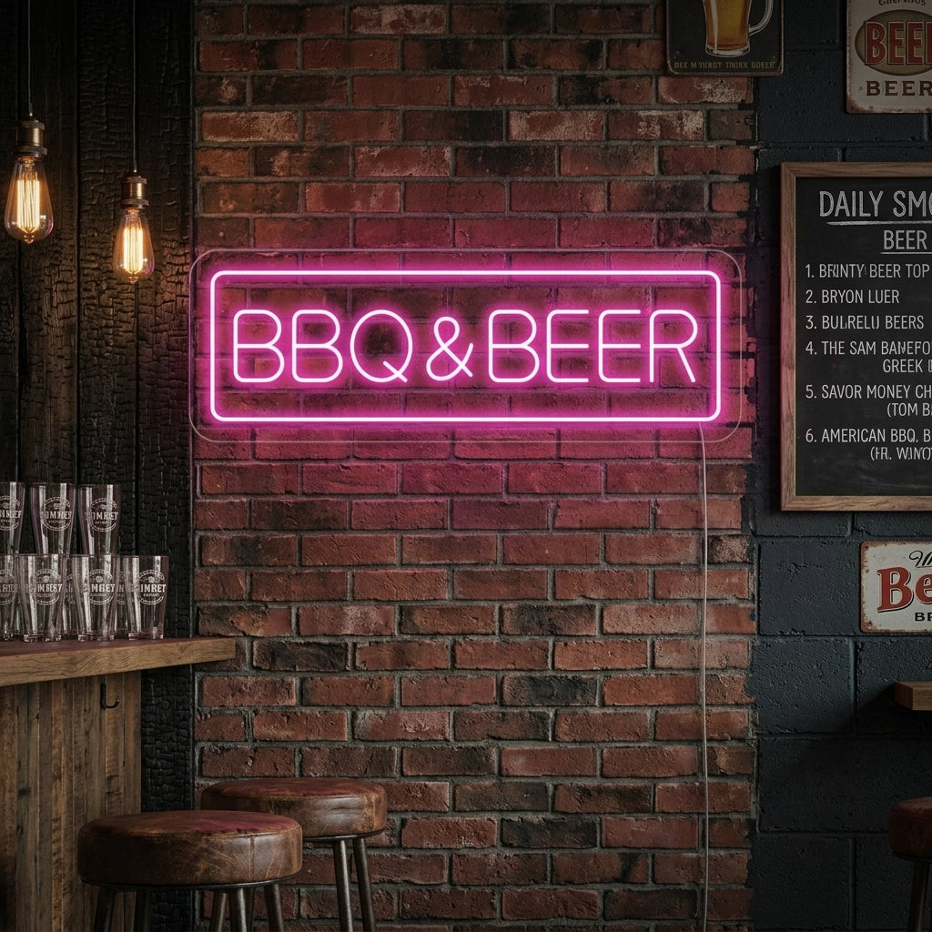 "BBQ Beer" Insegna al neon