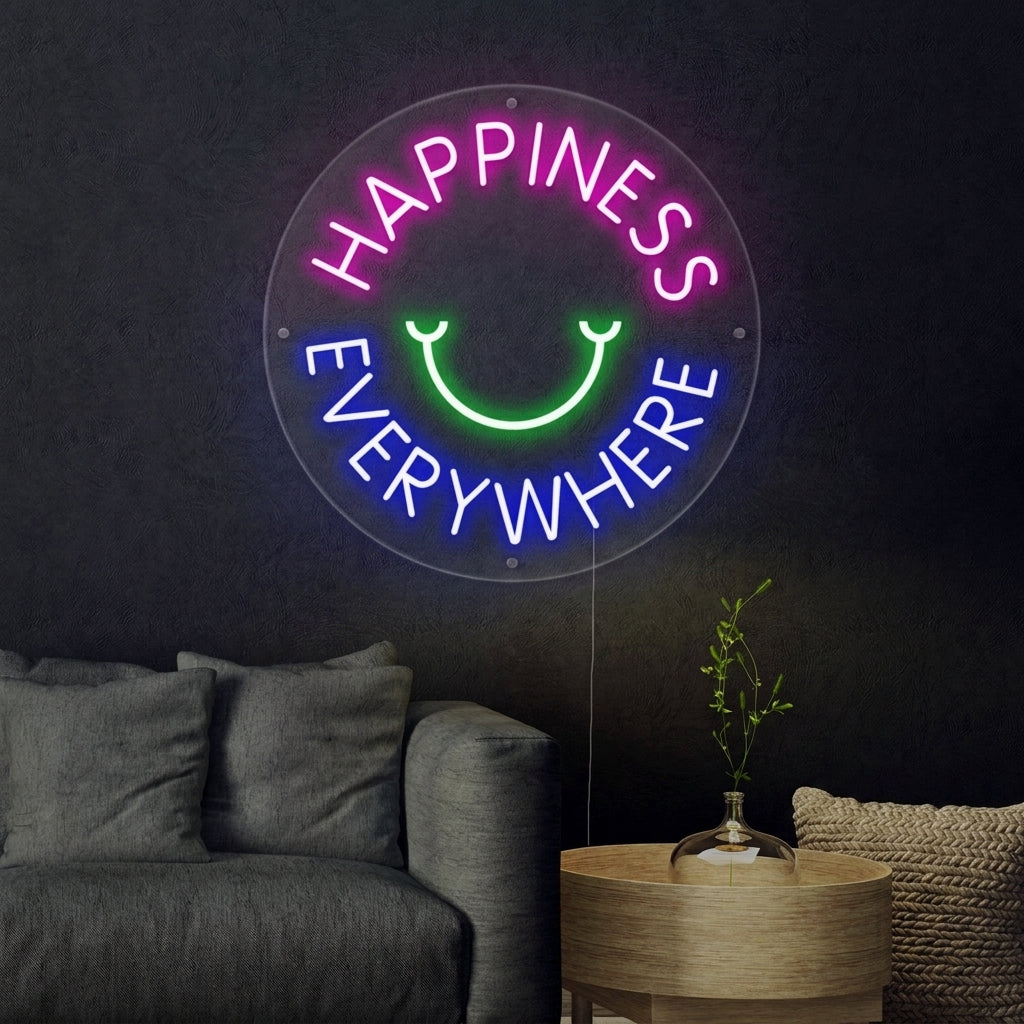 "Happyness Everywhere" Insegna al neon