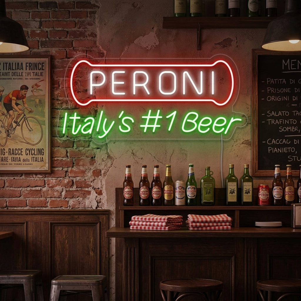 "Italy Beer Peroni Bar" Insegna al neon