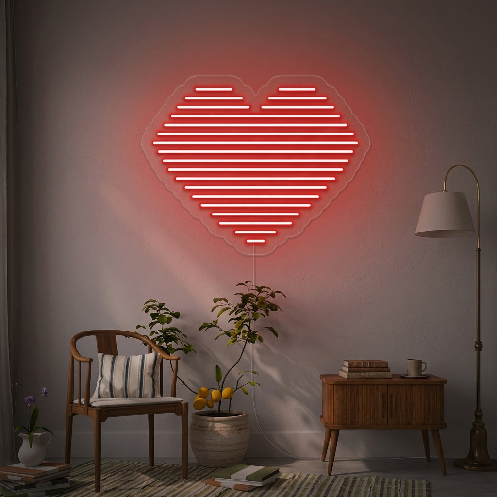 "Linea del cuore" Insegna al neon
