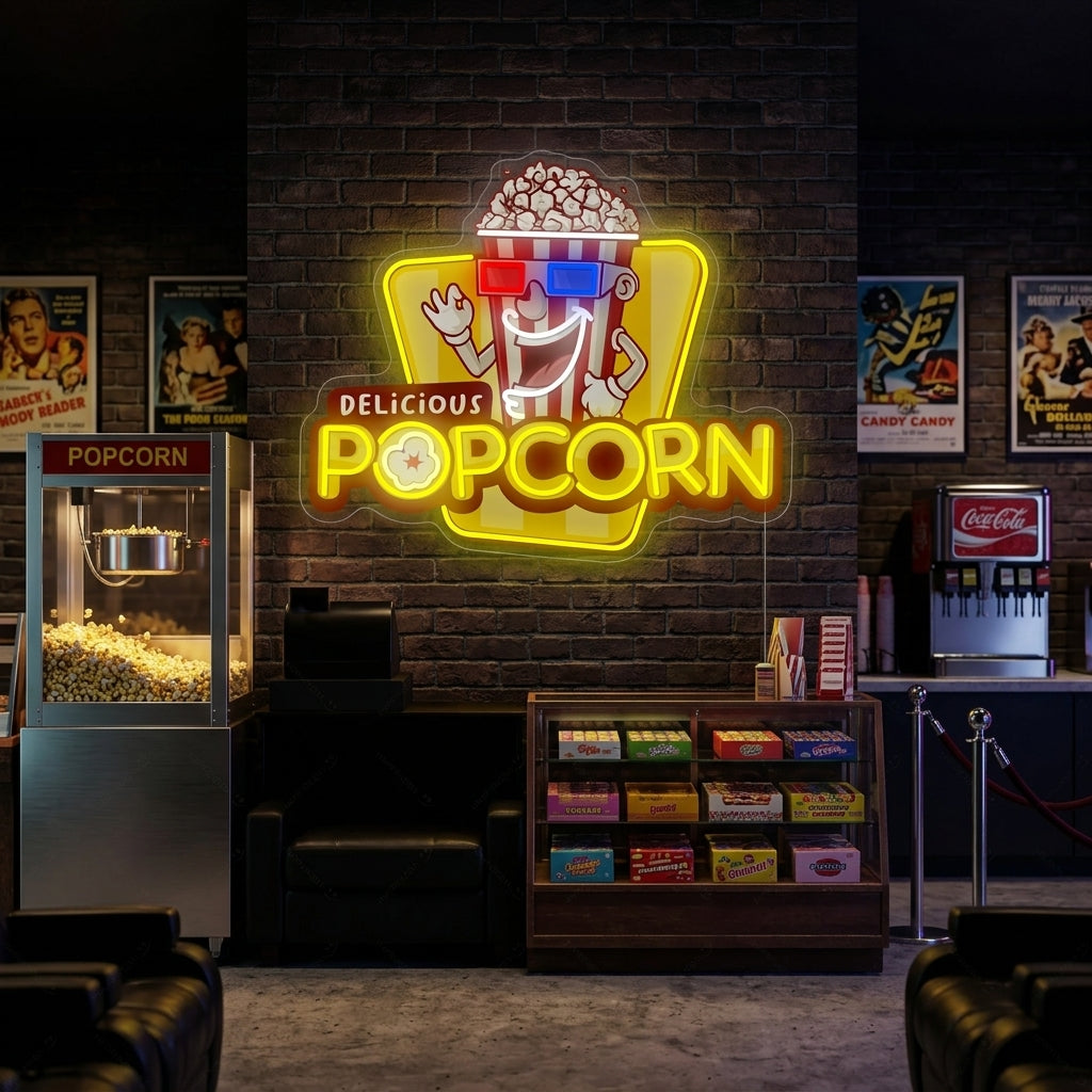 "Delicious Popcorn" Insegna al neon