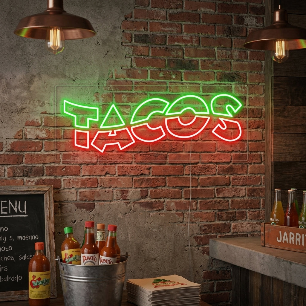 "TACO, Cibo messicano" Insegna al neon