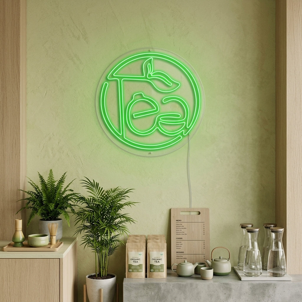 "Tè verde, Tea" Insegna al neon