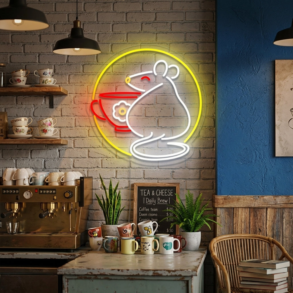 "Ratto Con Tazza" Insegna al neon