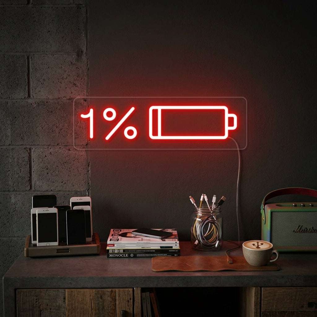 "Batteria Scarica" Insegna al neon