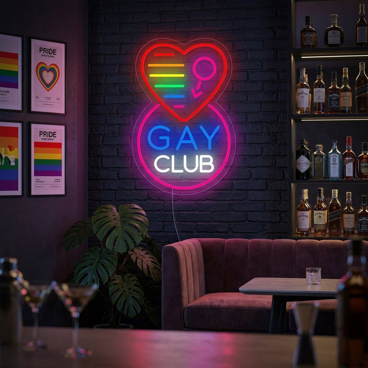 "Bandiera Arcobaleno Lgbt Pride Unica, Gay Club" Insegna al neon