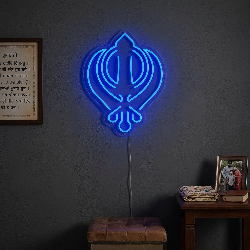"Simbolo Khanda Del Sikhismo" Insegna al neon
