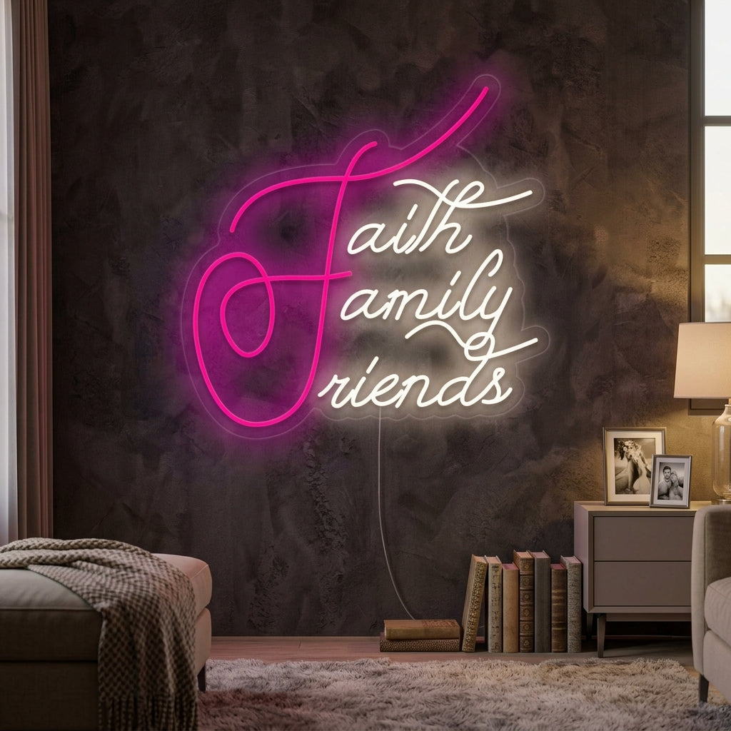 "Faith Family Friends" Insegna al neon
