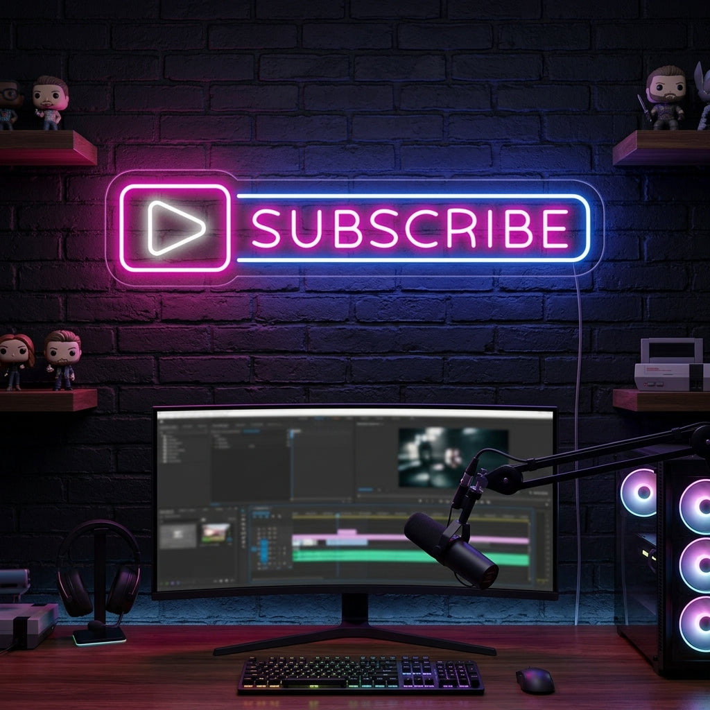 "Subscribe Button" Insegna al neon