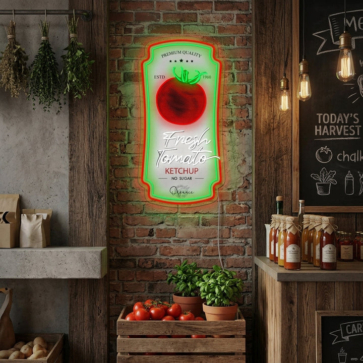 "Salsa Ketchup al Pomodoro Distintivo" Insegna al neon