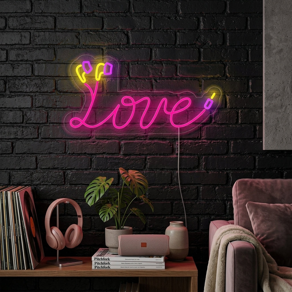 "love, Cavo delle cuffie" Insegna al neon