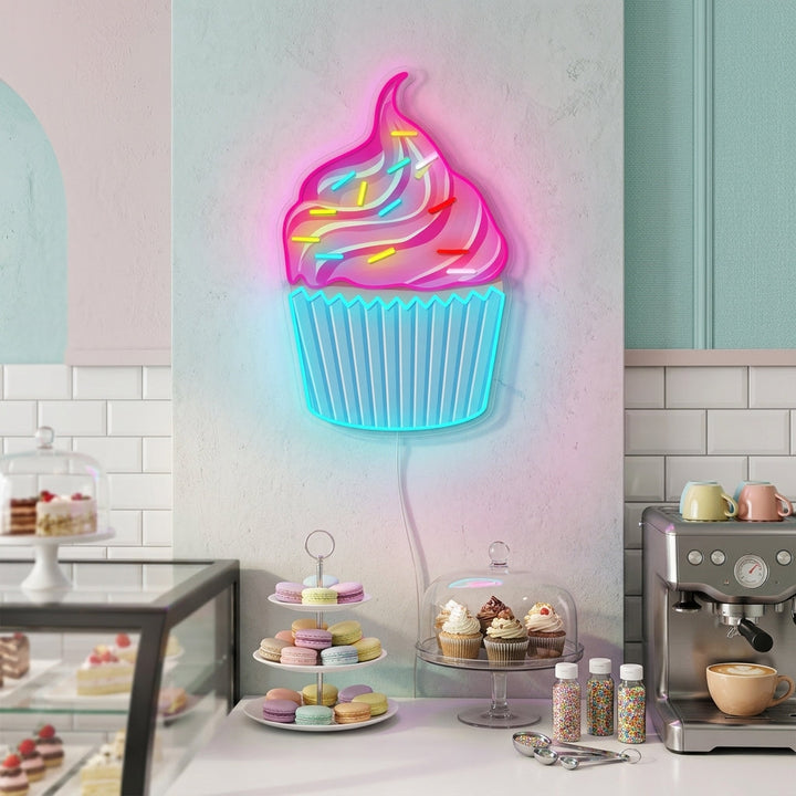"Cupcake con zuccherini colorati" Insegna al neon